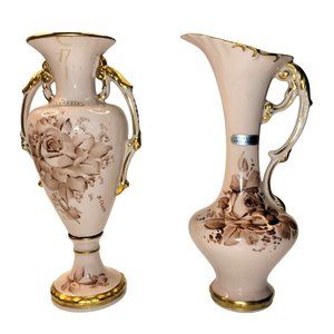 Antique Tyndale China Hand Painted Pitcher And Vase